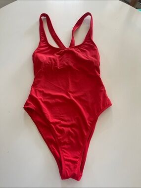Xhilaration Red Ribbed One-Piece Swimsuit